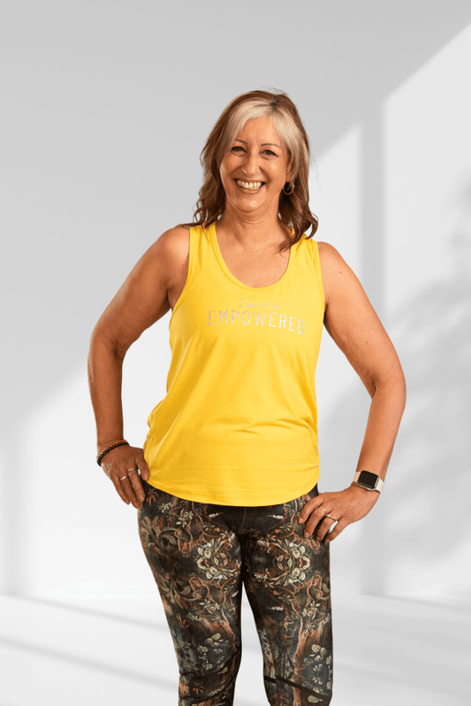 Empowered | Yellow women's sleeveless workout tops