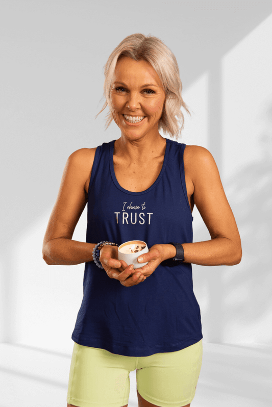 Trust | Dark blue sleeveless racerback activewear top