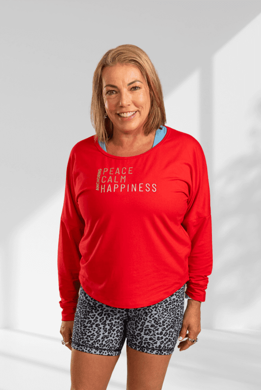 Anchoring | Red long sleeve activewear top for women