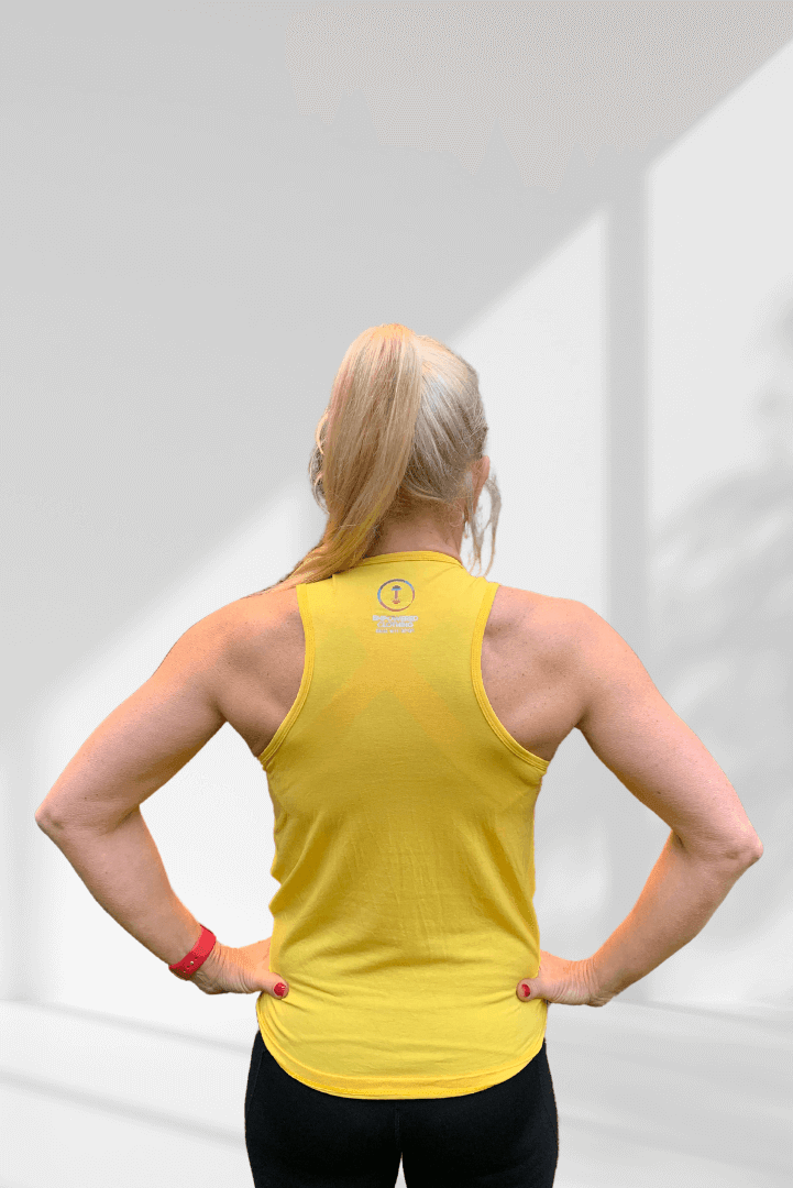 Empowered | Yellow women's sleeveless workout tops