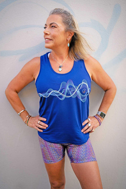 Dark Blue 852 Hz Frequency Sleeveless Activewear Women's Top