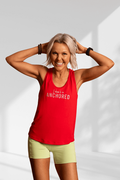 Anchored | Red sleeveless racerback activewear top