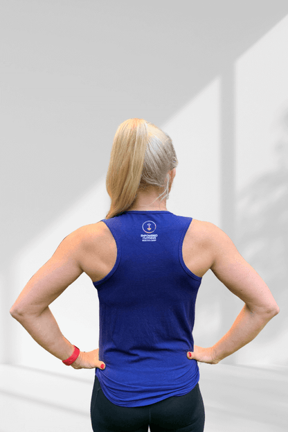 Trust  Dark blue sleeveless racerback activewear top – Empowered